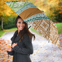 Hawaiian Quilt Pattern Umbrella Green Chestnut Color Mixed - Polynesian Pride