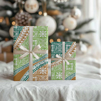 Hawaiian Quilt Pattern Wrapping Paper Green Chestnut Color Mixed - Polynesian Pride