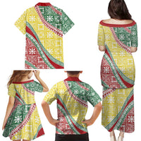 Hawaiian Quilt Pattern Family Matching Puletasi and Hawaiian Shirt Special Color Mixed - Polynesian Pride