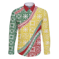 Hawaiian Quilt Pattern Family Matching Tank Maxi Dress and Hawaiian Shirt Special Color Mixed - Polynesian Pride