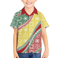 Hawaiian Quilt Pattern Family Matching Tank Maxi Dress and Hawaiian Shirt Special Color Mixed - Polynesian Pride