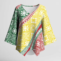 Hawaiian Quilt Pattern Kimono Sleeve Blouse Special Color Mixed - Polynesian Pride