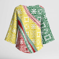 Hawaiian Quilt Pattern Kimono Sleeve Blouse Special Color Mixed - Polynesian Pride