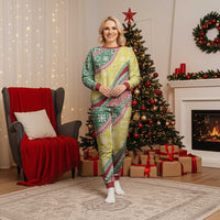 Hawaiian Quilt Pattern Christmas Pajama Set Special Color Mixed - Polynesian Pride