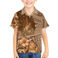 Personalised Fiji Masi Family Matching Short Sleeve Bodycon Dress and Hawaiian Shirt Bula Fijian Masi Tapa Vintage Style LT01 Son's Shirt Brown - Polynesian Pride