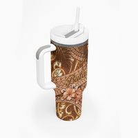Personalised Fiji Masi Tumbler With Handle Bula Fijian Masi Tapa Vintage Style