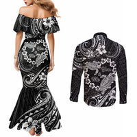 Polynesian Turtle Valentine Couples Matching Mermaid Dress and Long Sleeve Button Shirt You And Me Hibiscus Heart LT01 - Polynesian Pride