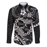 Polynesian Turtle Valentine Family Matching Puletasi and Hawaiian Shirt You And Me Hibiscus Heart LT01 Dad's Shirt - Long Sleeve Black - Polynesian Pride