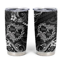 Polynesian Turtle Valentine Tumbler Cup You And Me Hibiscus Heart LT01 Black - Polynesian Pride