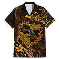 Polynesian Turtle Valentine Family Matching Mermaid Dress and Hawaiian Shirt You And Me Gold Hibiscus Heart LT01 Dad's Shirt - Short Sleeve Gold - Polynesian Pride
