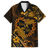 Polynesian Turtle Valentine Family Matching Off Shoulder Maxi Dress and Hawaiian Shirt You And Me Gold Hibiscus Heart LT01 Dad's Shirt - Short Sleeve Gold - Polynesian Pride