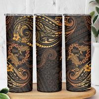 Polynesian Turtle Valentine Skinny Tumbler You And Me Gold Hibiscus Heart