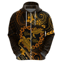 Polynesian Turtle Valentine Zip Hoodie You And Me Gold Hibiscus Heart LT01 - Polynesian Pride
