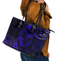 Polynesian Turtle Valentine Leather Tote Bag You And Me Navy Blue Hibiscus Heart LT01 - Polynesian Pride