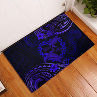 Polynesian Turtle Valentine Rubber Doormat You And Me Navy Blue Hibiscus Heart LT01 Blue - Polynesian Pride