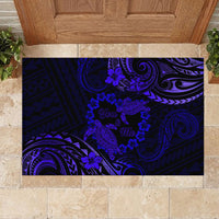 Polynesian Turtle Valentine Rubber Doormat You And Me Navy Blue Hibiscus Heart LT01 - Polynesian Pride