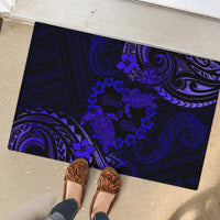 Polynesian Turtle Valentine Rubber Doormat You And Me Navy Blue Hibiscus Heart LT01 - Polynesian Pride