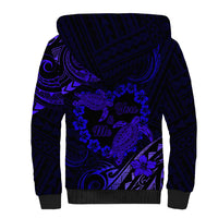 Polynesian Turtle Valentine Sherpa Hoodie You And Me Navy Blue Hibiscus Heart LT01 - Polynesian Pride