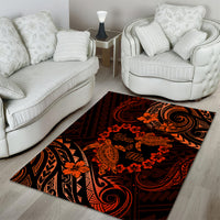 Polynesian Turtle Valentine Area Rug You And Me Orange Hibiscus Heart LT01 - Polynesian Pride