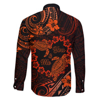 Polynesian Turtle Valentine Family Matching Long Sleeve Bodycon Dress and Hawaiian Shirt You And Me Orange Hibiscus Heart LT01 - Polynesian Pride