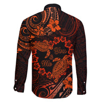 Polynesian Turtle Valentine Family Matching Short Sleeve Bodycon Dress and Hawaiian Shirt You And Me Orange Hibiscus Heart LT01 - Polynesian Pride