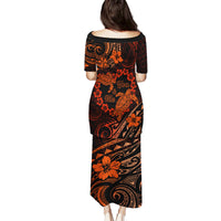 Polynesian Turtle Valentine Puletasi You And Me Orange Hibiscus Heart LT01 - Polynesian Pride