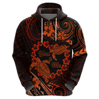 Polynesian Turtle Valentine Zip Hoodie You And Me Orange Hibiscus Heart LT01 - Polynesian Pride