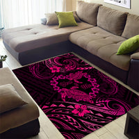 Polynesian Turtle Valentine Area Rug You And Me Pink Hibiscus Heart LT01 - Polynesian Pride