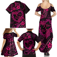 Polynesian Turtle Valentine Family Matching Summer Maxi Dress and Hawaiian Shirt You And Me Pink Hibiscus Heart LT01 - Polynesian Pride