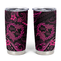 Polynesian Turtle Valentine Tumbler Cup You And Me Pink Hibiscus Heart