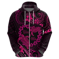 Polynesian Turtle Valentine Zip Hoodie You And Me Pink Hibiscus Heart LT01 - Polynesian Pride