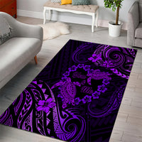 Polynesian Turtle Valentine Area Rug You And Me Purple Hibiscus Heart LT01 - Polynesian Pride