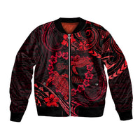 Polynesian Turtle Valentine Bomber Jacket You And Me Red Hibiscus Heart LT01 Unisex Red - Polynesian Pride