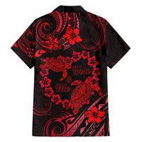 Polynesian Turtle Valentine Family Matching Off Shoulder Maxi Dress and Hawaiian Shirt You And Me Red Hibiscus Heart LT01 - Polynesian Pride