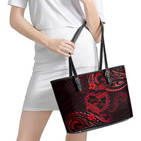 Polynesian Turtle Valentine Leather Tote Bag You And Me Red Hibiscus Heart LT01 - Polynesian Pride