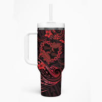 Polynesian Turtle Valentine Tumbler With Handle You And Me Red Hibiscus Heart