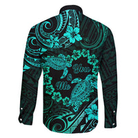 Polynesian Turtle Valentine Family Matching Short Sleeve Bodycon Dress and Hawaiian Shirt You And Me Turquoise Hibiscus Heart LT01 - Polynesian Pride