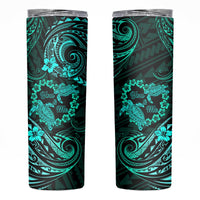 Polynesian Turtle Valentine Skinny Tumbler You And Me Turquoise Hibiscus Heart