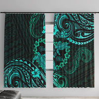 Polynesian Turtle Valentine Window Curtain You And Me Turquoise Hibiscus Heart LT01 With Hooks Turquoise - Polynesian Pride