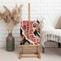 Hawaii Japanese Culture Black Canvas Wall Art Spring Cranes Aloha Pattern