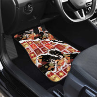 Hawaii Japanese Culture Black Car Mats Spring Cranes Aloha Pattern
