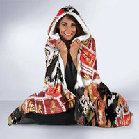 Hawaii Japanese Culture Black Hooded Blanket Spring Cranes Aloha Pattern