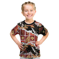 Hawaii Japanese Culture Black Kid T Shirt Spring Cranes Aloha Pattern