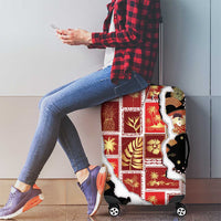 Hawaii Japanese Culture Black Luggage Cover Spring Cranes Aloha Pattern