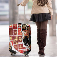 Hawaii Japanese Culture Black Luggage Cover Spring Cranes Aloha Pattern