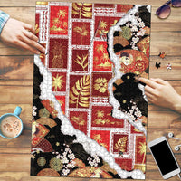 Hawaii Japanese Culture Black Puzzle Spring Cranes Aloha Pattern