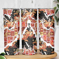 Hawaii Japanese Culture Black Skinny Tumbler Spring Cranes Aloha Pattern