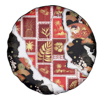 Hawaii Japanese Culture Black Spare Tire Cover Spring Cranes Aloha Pattern