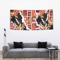 Hawaii Japanese Culture Black Tapestry Spring Cranes Aloha Pattern