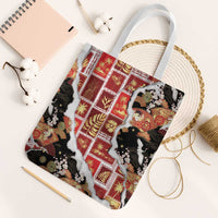 Hawaii Japanese Culture Black Tote Bag Spring Cranes Aloha Pattern